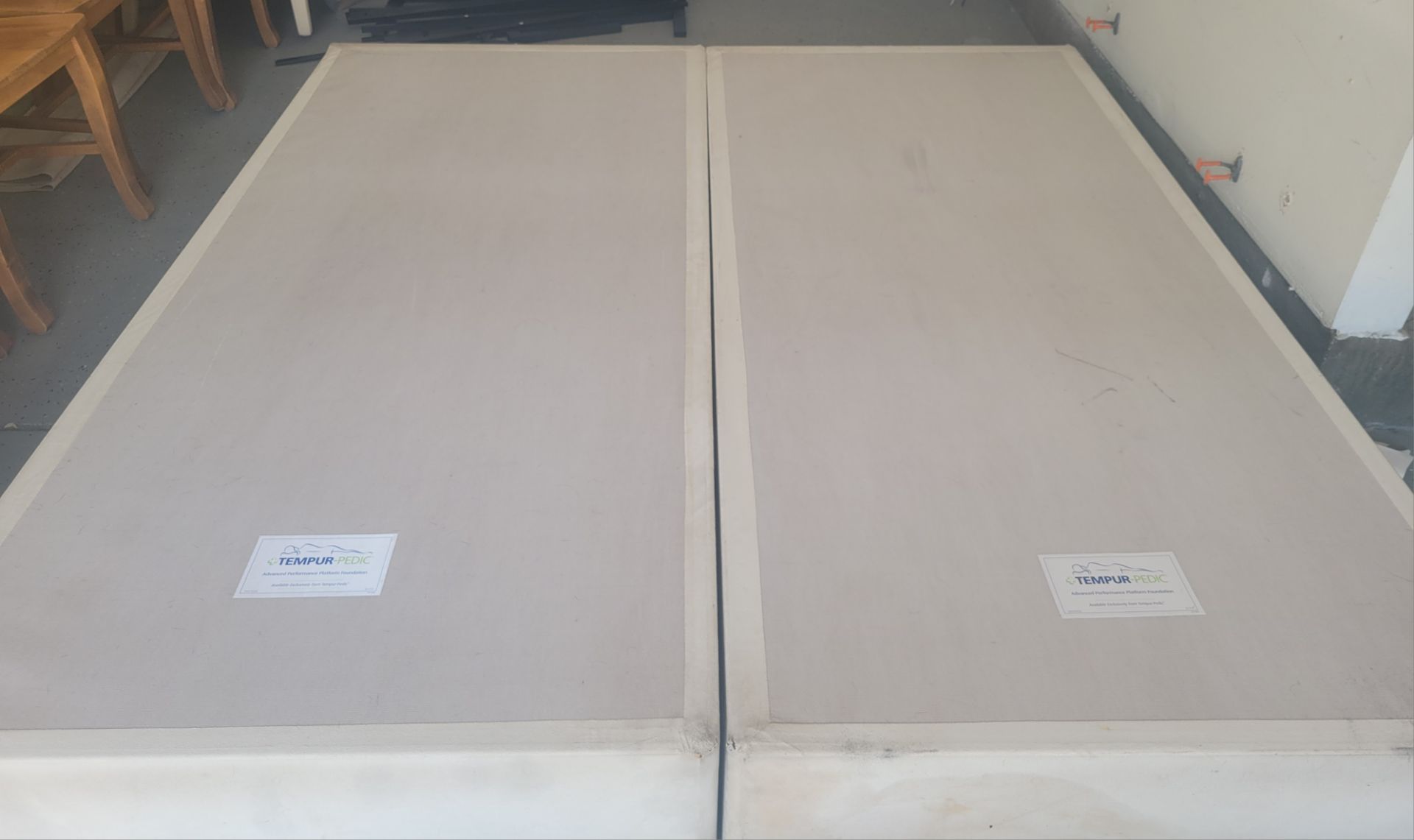 Box springs for King or 2 twin beds with metal frame.