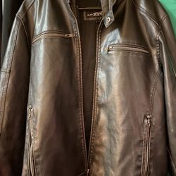 Wilson's Black Rivet Men's Size L Faux Leather Waterproof Jacket w/removable hug-gently used