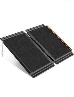 FACHNUO 2FT Wheelchair Ramp for Threshold 2-6 inches, Safe Use at Night Portable Threshold Ramps for Doorways, 800LBS Capacity, Non-Slip Durable Alumi