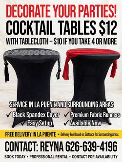 Cocktail tables with cloth