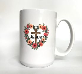 Brand New "Loved by Jesus" Premium Ceramic Christian Mug (15 oz, White)
