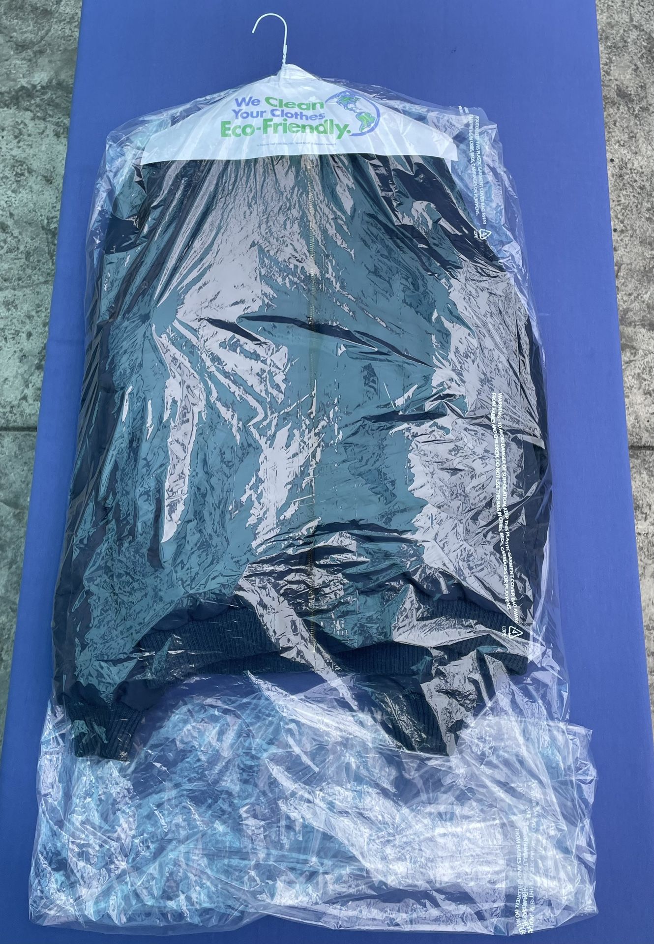 Eddie Bauer Goose Down Navy Blue Bomber Puffer Jacket Coat Men’s Size L Tall EUC