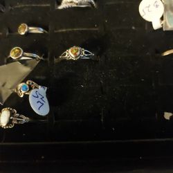 Sterling Silver Lab Opal Heart Ring Sz 8