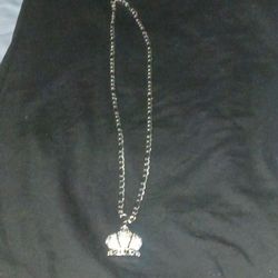 28 inch link chain with charm silver