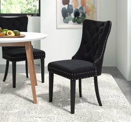Brand New Set of 2 Black Velvet Dining Chairs – Still in Box