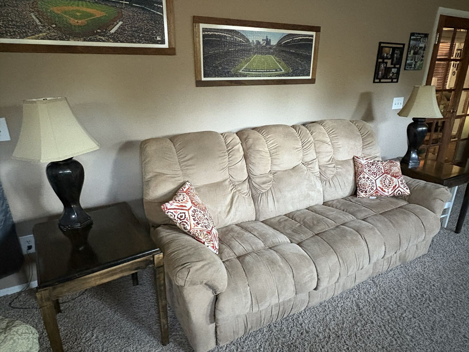 Couch, 2 End Tables, 2 Lamps
