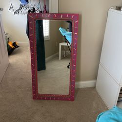 Hand Painted Bookcase And  Mirror 