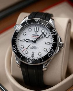 Omega Seamaster Diver 300M – White Wave Dial – Full Set  - No Credit Check Financing Available
