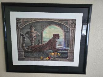 Royal cheetah, signed art print, large  47" ×39" framed