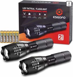 Tactical Flashlight 2-Pack BRIGHT 1000 LUMENS LED