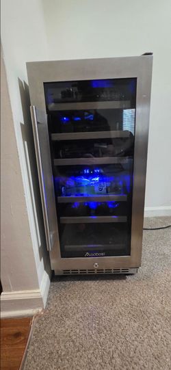 AOBOSI 15 inch Wine Cooler Dual Zone Refrigerator 30 Bottles - YC-100B