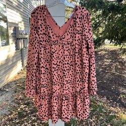 Peach Love California V-Neck Leopard Dress