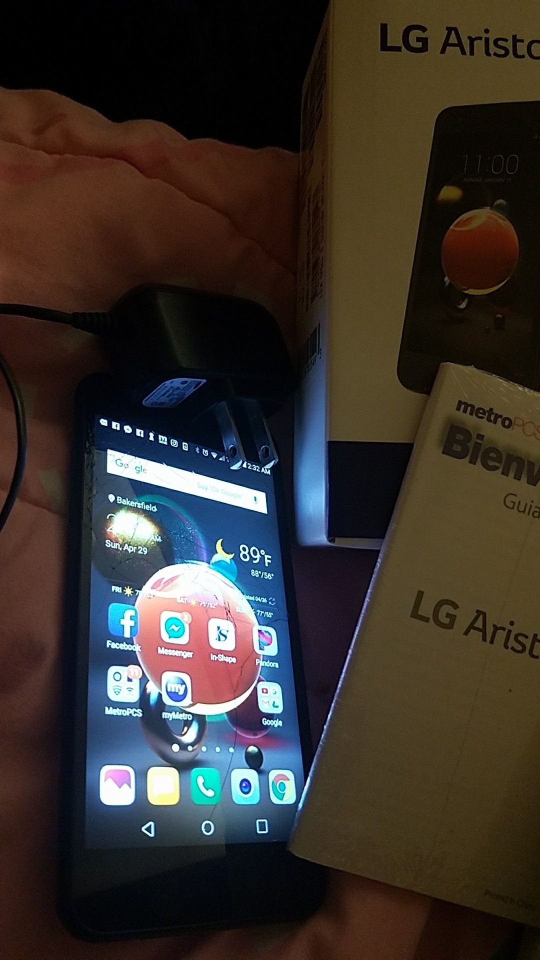 MetroPCS LG Aristo 2 w/ Charger,Box,Manuel