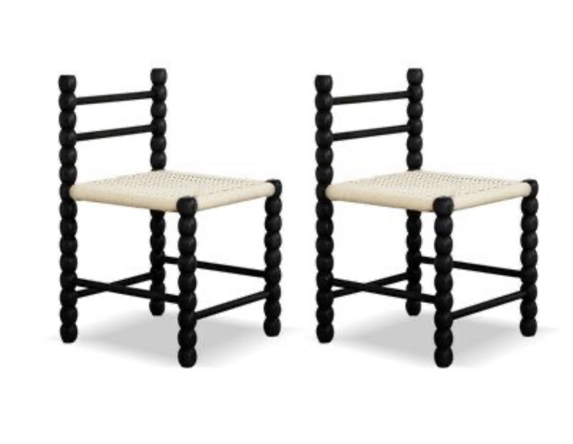 NEW-Set Of 2 Rattan Chair Patio Dining Chairs, Modern Leisure Wooden Rattan Chair, Waiting Room Chairs, for Indoor Outdoor Backyard, Porch Rattan Chai