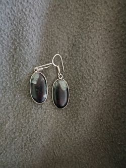 Hand Made Sterling Silver Moss Agate Earrings