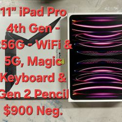 New 11 IPad Pro. 256Gig - Gen 6 Wi-Fi & 5G Cell