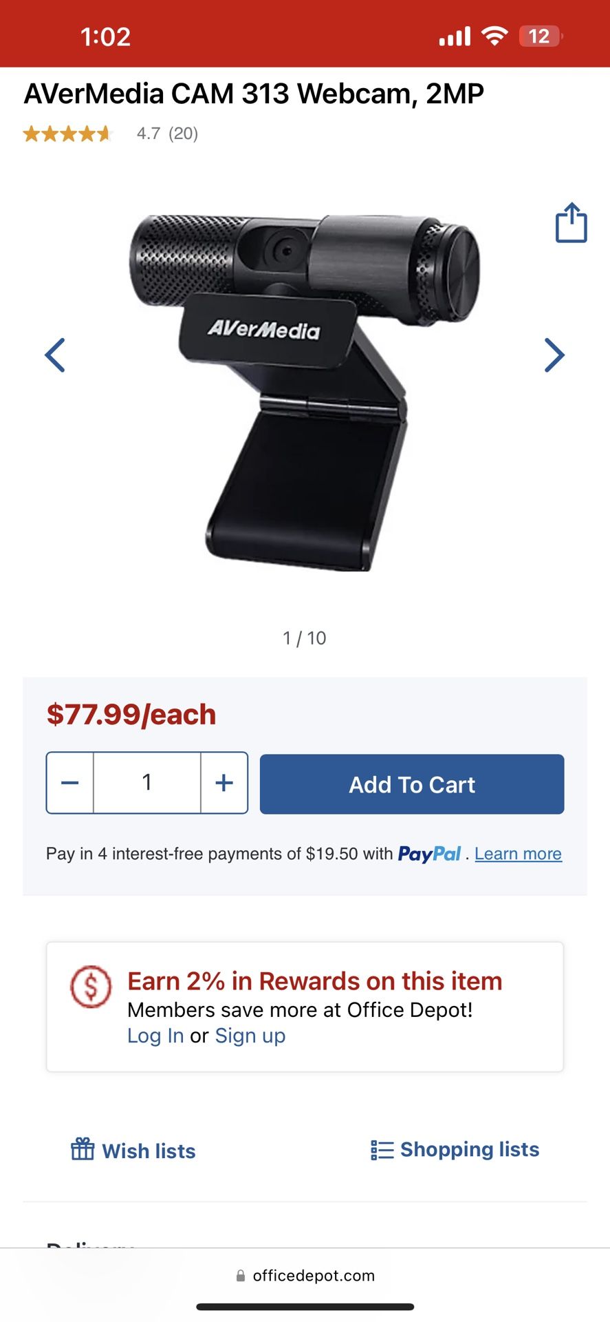 AVerMedia CAM 313 Webcam Streamer Camera