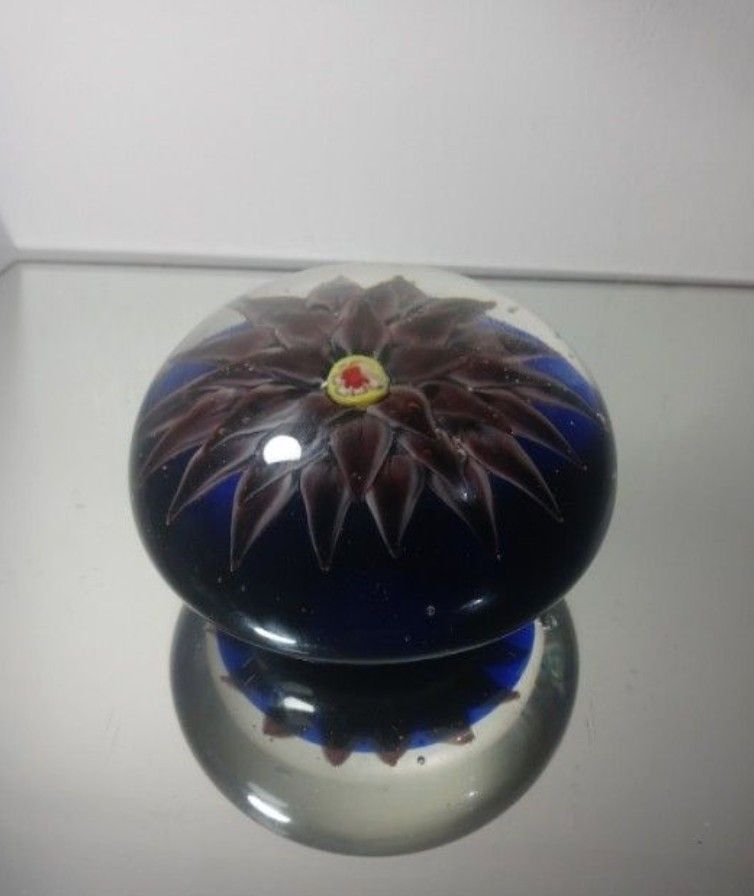 VINTAGE MILLEFIORI ART GLASS PAPERWEIGHT 6"×3"