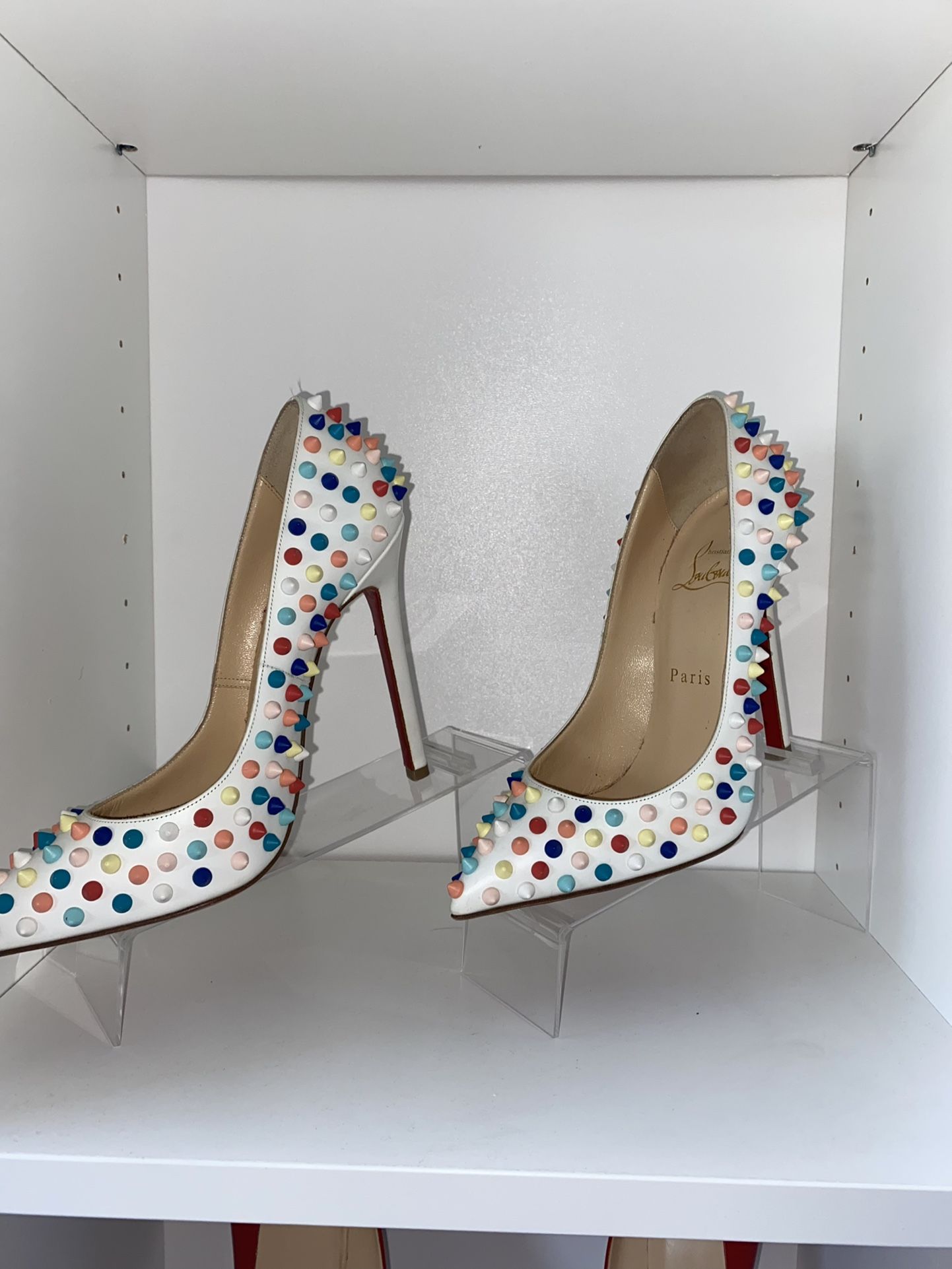 Christian Louboutin White Multi Spike Pumps size 7