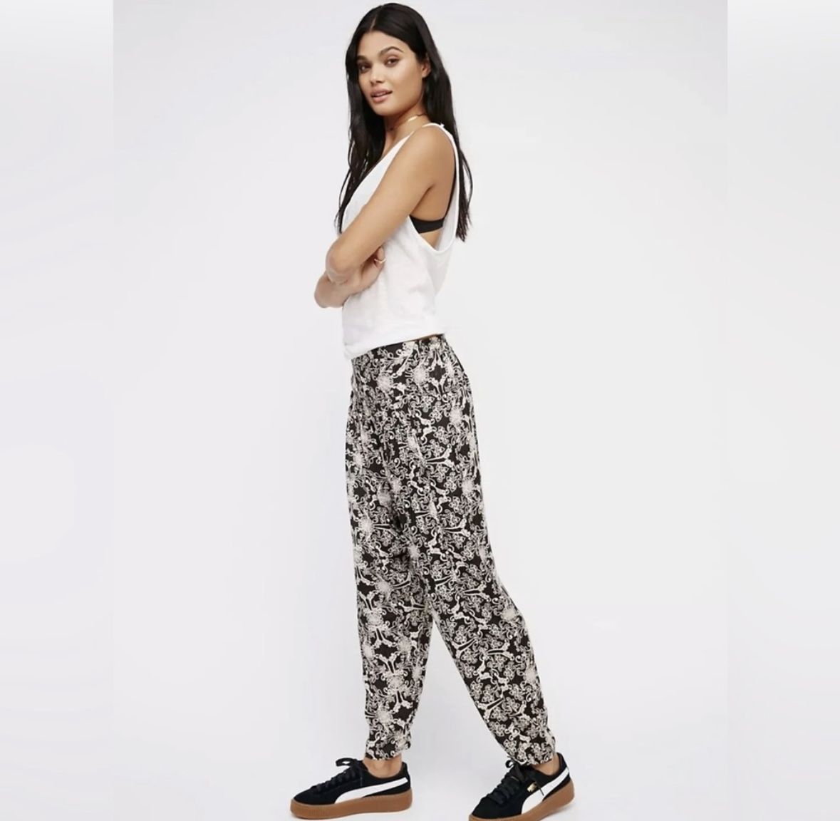 Free People Anthro Casablanca Printed Harem Pants Boho...