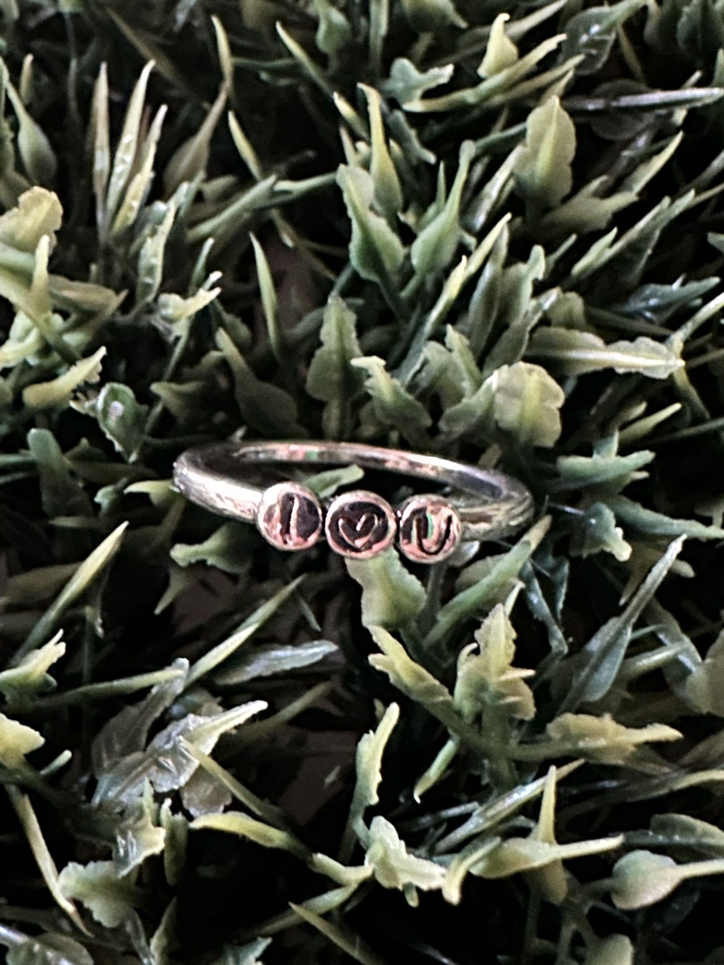 Tiny Stirling Silver Ring I ❤️ U Size 7