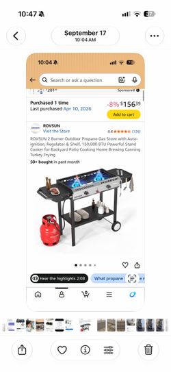 Outdoor stove with 1 propane bottle