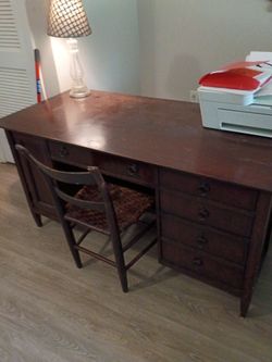 Hardwood desk an chair