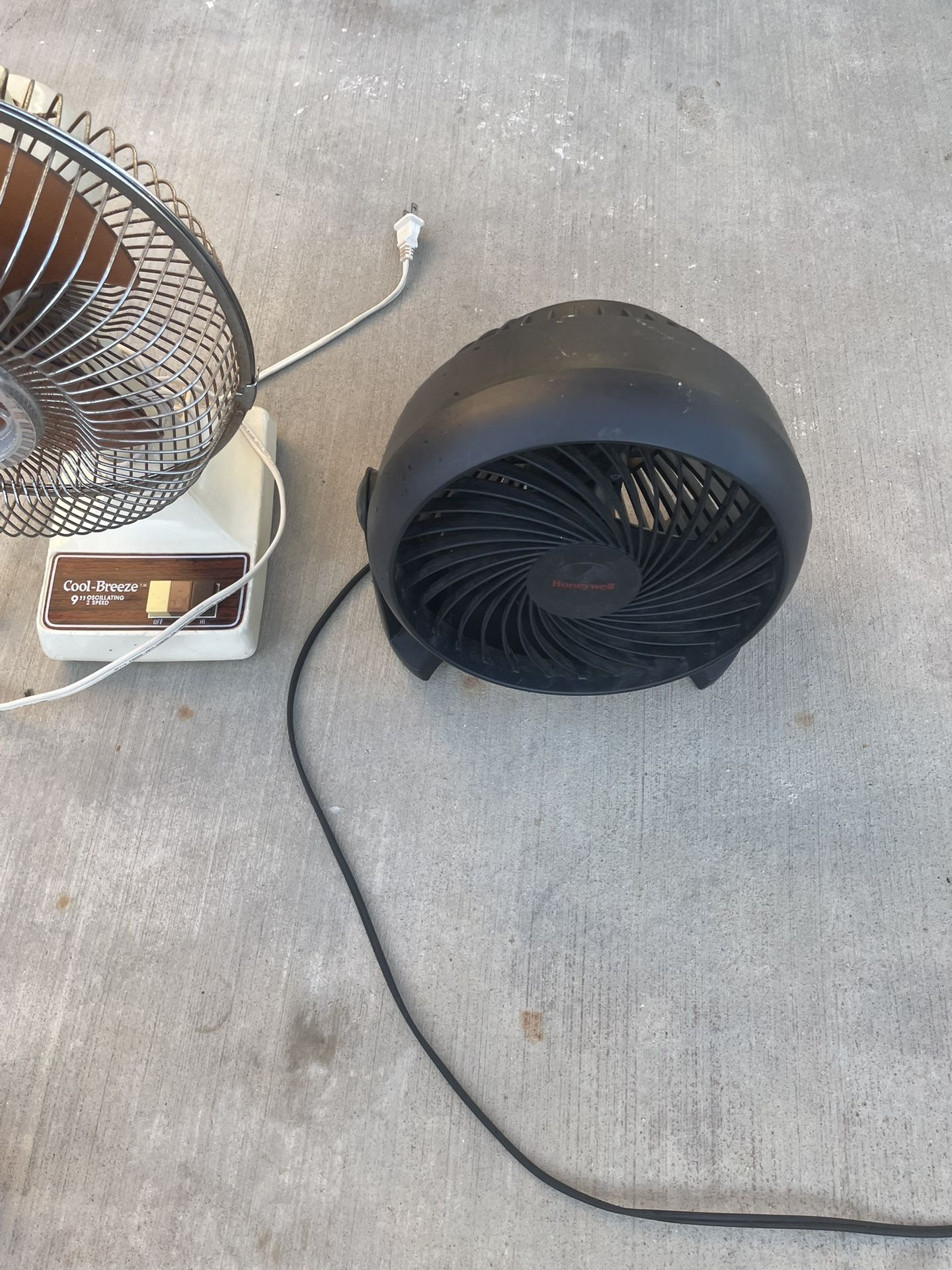Small fans. Honeywell 11 inches tall and 17 tall