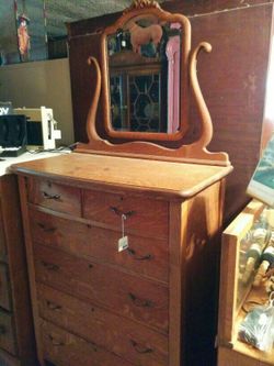Tiger oak tall dresser