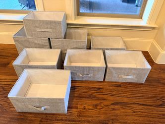 8 Gray Fabric Storage Bins Closet Shelf Organizers w/ Handles | Excellent Condition!