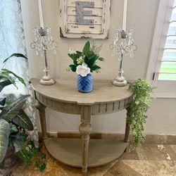 Taupe Half Circle End Table