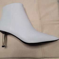 Leather White Booties 