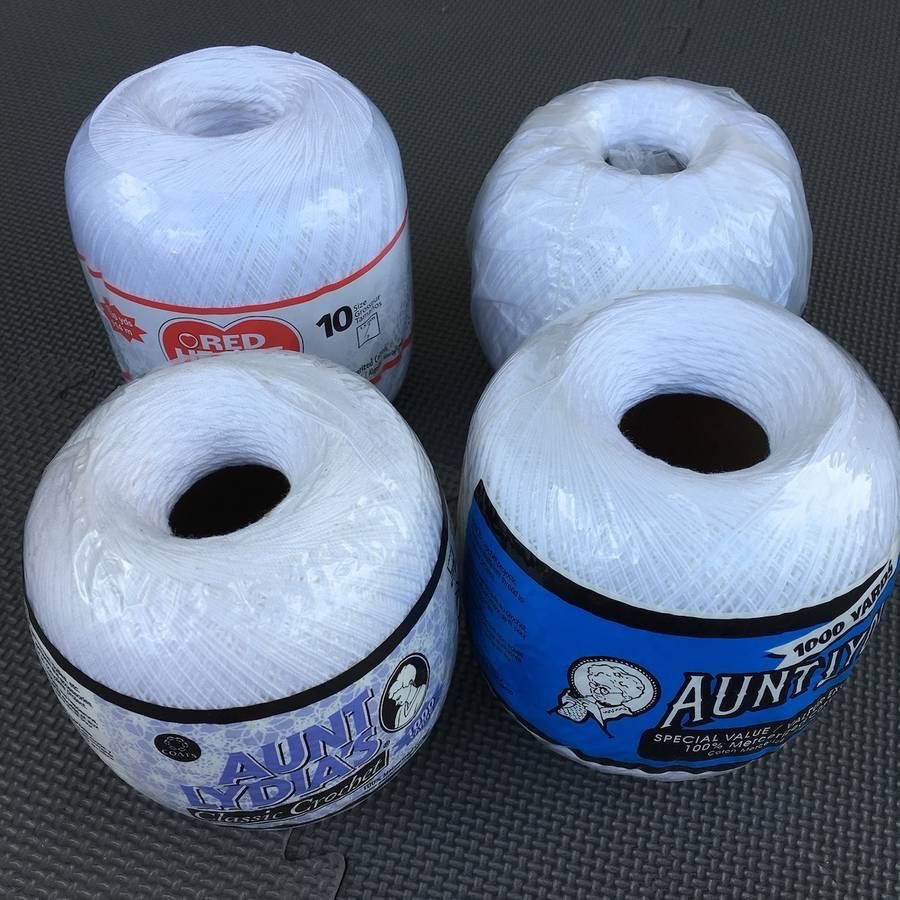 Lot of 4 Red Heart and Aunt Lydias Classic Crochet Thread 1000 yards