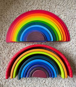Wood rainbow stacker set