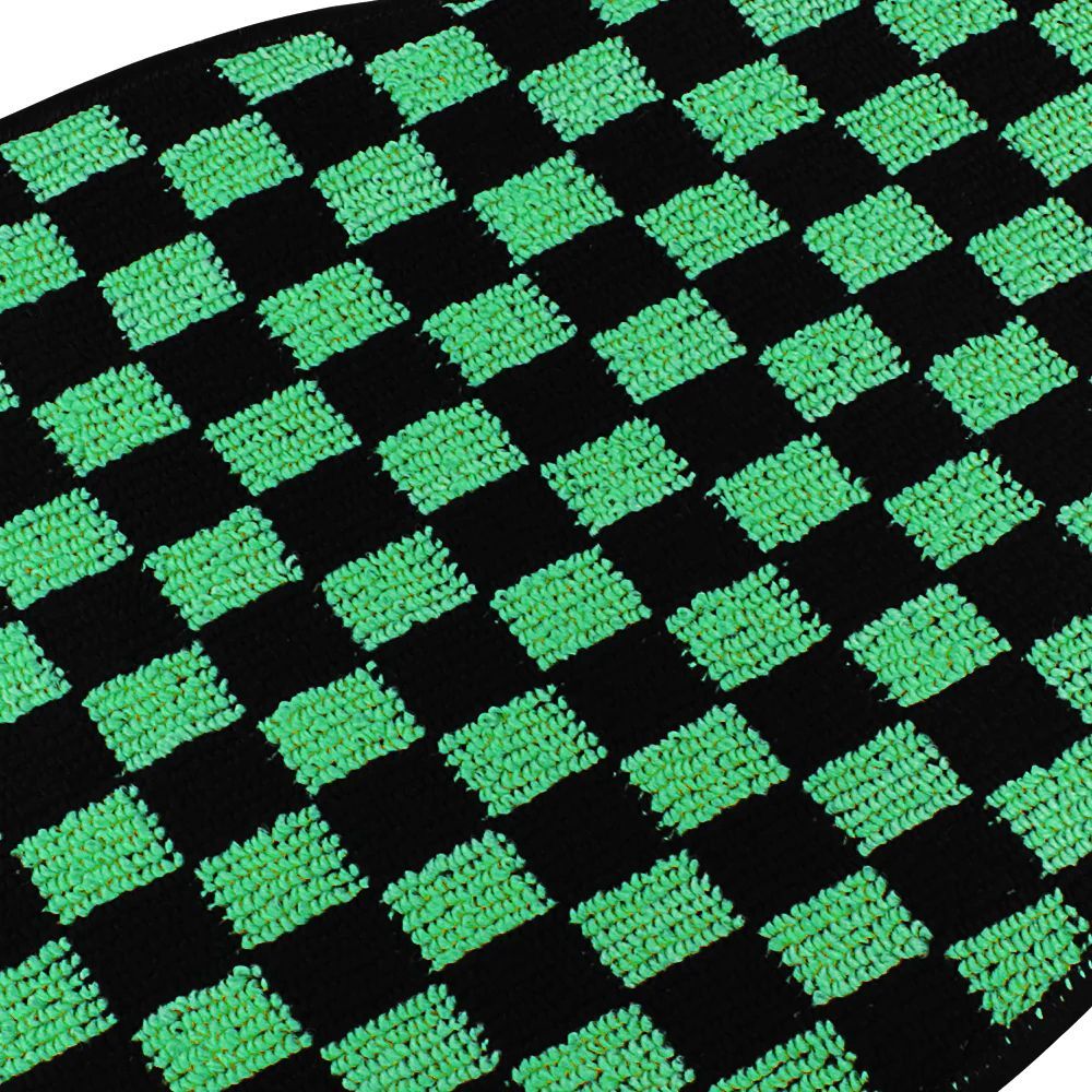 Brand New 4PCS UNIVERSAL CHECKERED Green Racing Fabric Car Floor Mats Interior Carpets