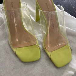 Chinese Laundry Lime Green Clear Strap Mules - Size 5.5