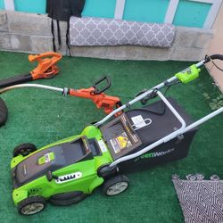 Electric Lawn Mower, Weed Wacker, and Leaf Blower