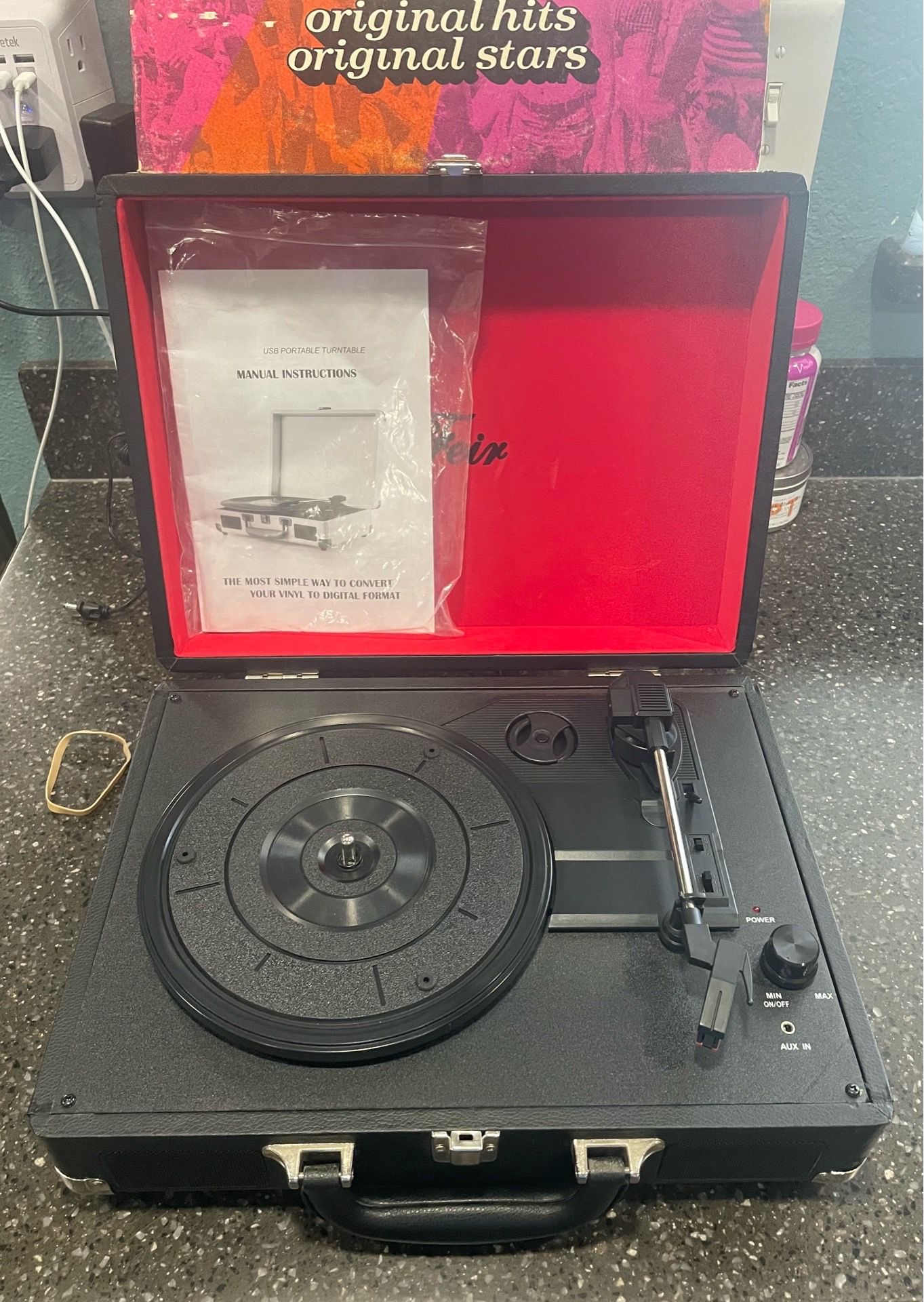 Record player with records