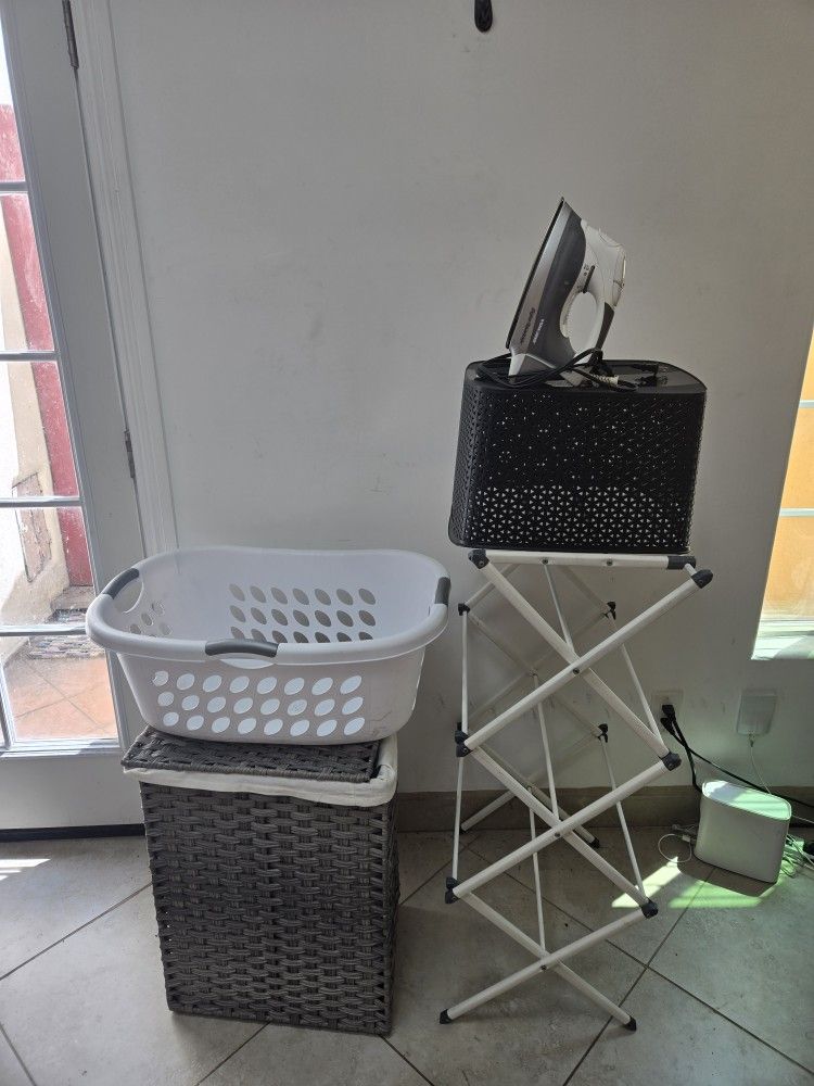 Laundry Bundle- Weave Hamper, Laundry Basket, Small Basket, Steam Iron