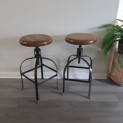 WORLD market Swivel Adjustable BARSTOOLS SET OF TWO FOR $95 Both In EXCELLENT CONDITION 