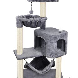 Newest Cat Tree with Cat Condo and Big Hammock, Grey 39 Inches 