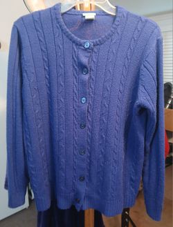 Vintage Sara Morgan Royal Blue Cable Knit Cardigan - 1980's (M) Excellent Condition
