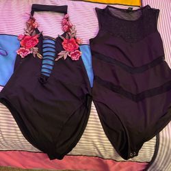 2 Cutout black bodysuits worn once size small