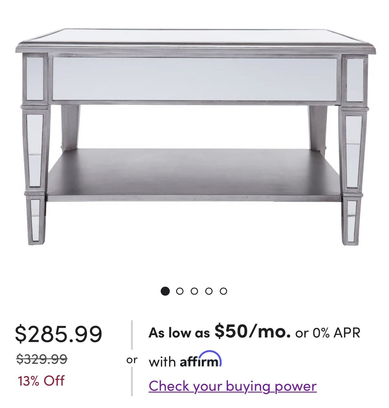 Mirrored Glam Coffee Table — Excellent Condition