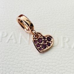 Pandora Royal Purple Paved Tilted Heart Dangle Charm #789404C03 + FREE Pandora Gift Box + Tag