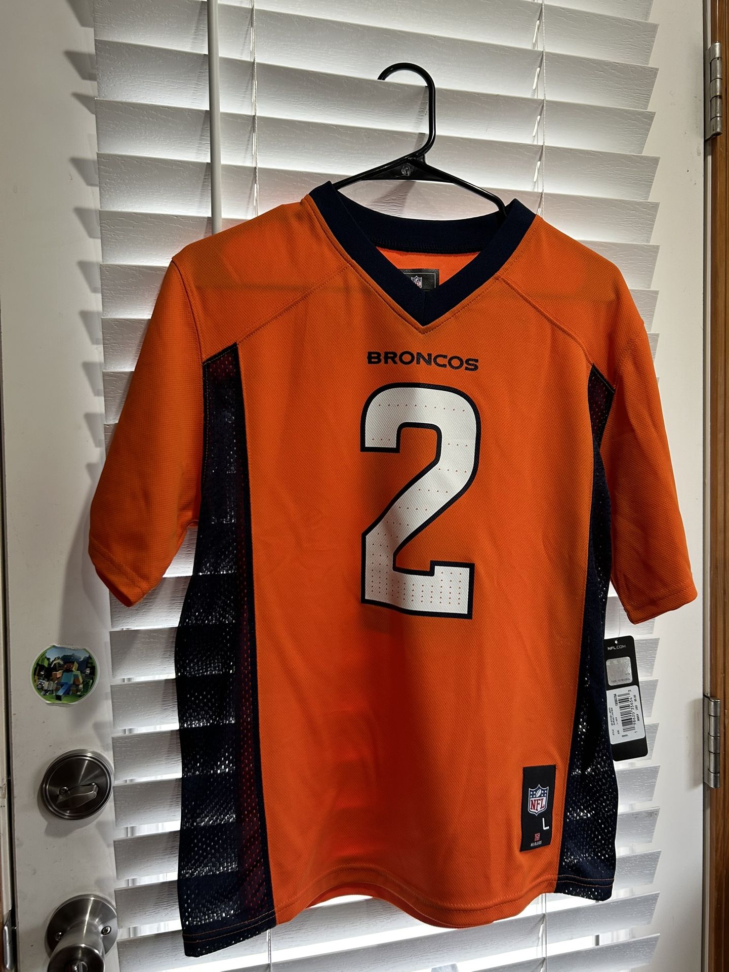 NFL Jersey, Youth Size Large Broncos NFL Orange and blue jersey, New, Surtain II, Football