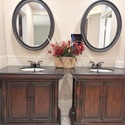 Matching Double Bathroom Vanity Set – (2) 36" Vanities + Medicine Cabinet Mirrors