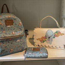 Loungefly Disney Winnie the Pooh Sketch Daisies mini backpack and Eeyore floral handbag