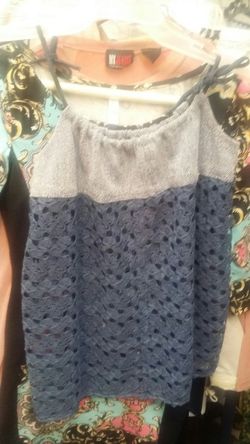 Denim and lace halter top