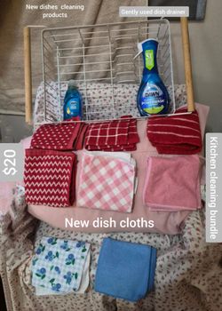 Kitchen  cleaning bundle new dish cloths with cleaning supplies with dish drainer